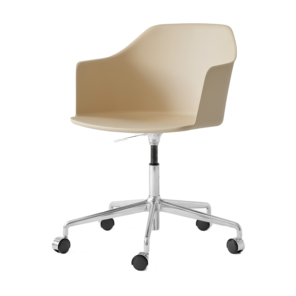 Recycled plastic shell on a 5-Star Cast Aluminum swivel base with gaslift and castors.